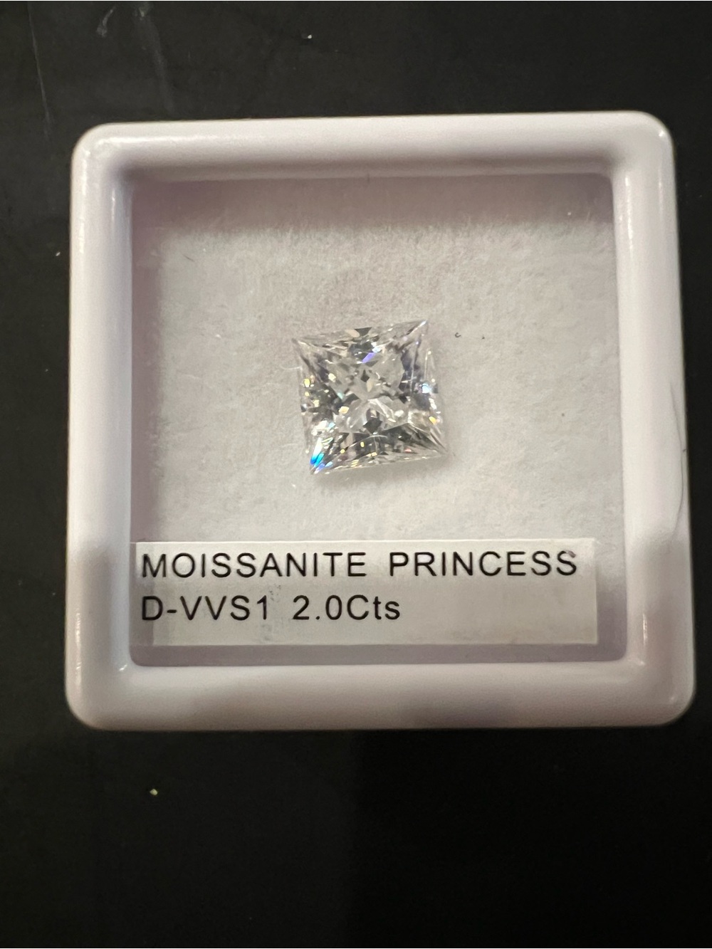 Princess Cut Moissanite 2.0 Ct D-VVS1 Clear Stone NWOT
